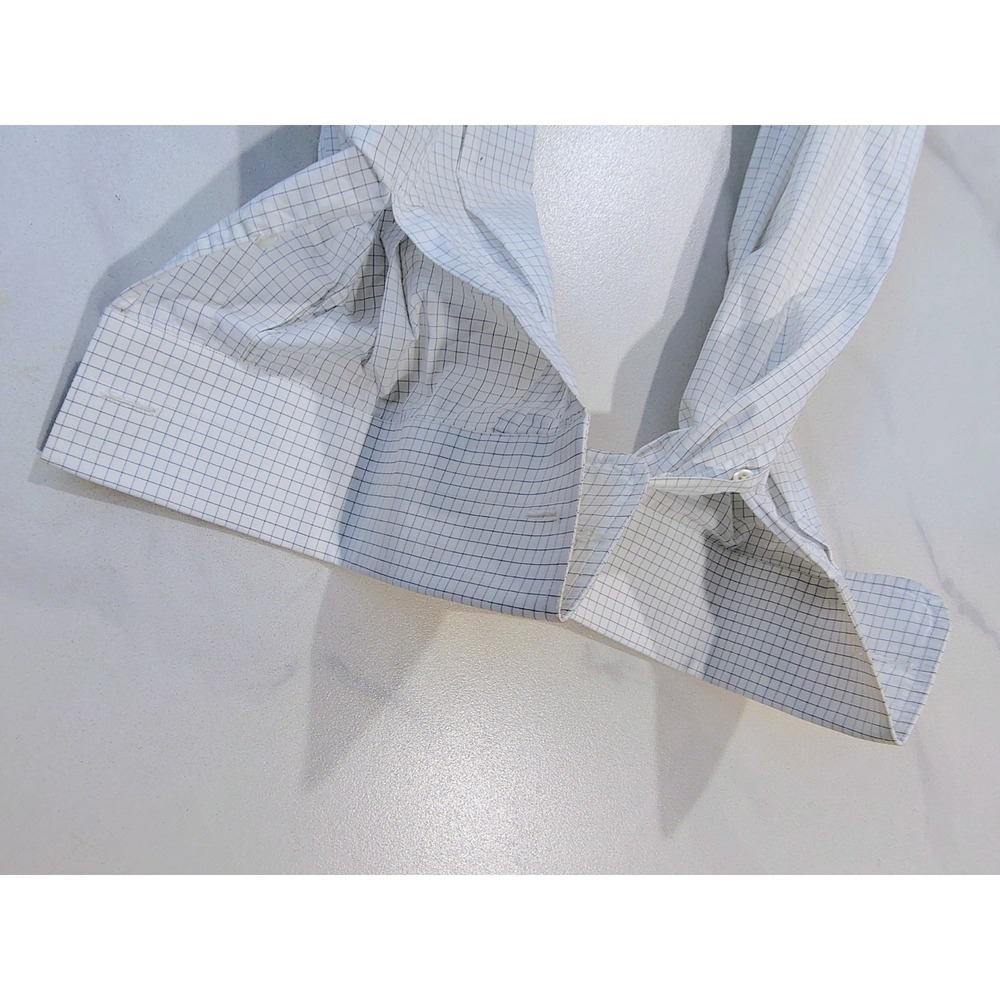 Borrelli Napoli French Cuffs Dress Shirt Mens Plaid 16 Made In Italy - Picture 7 of 13